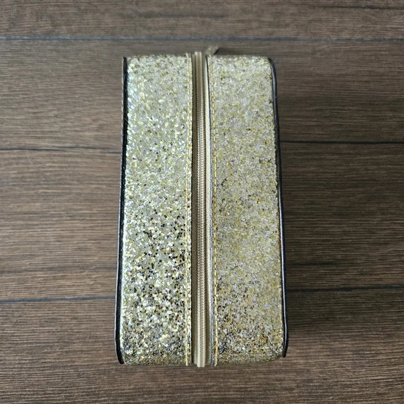 Kate Spade Story Book Gold Glitter Cosmetic Pouch - Picture 5 of 10